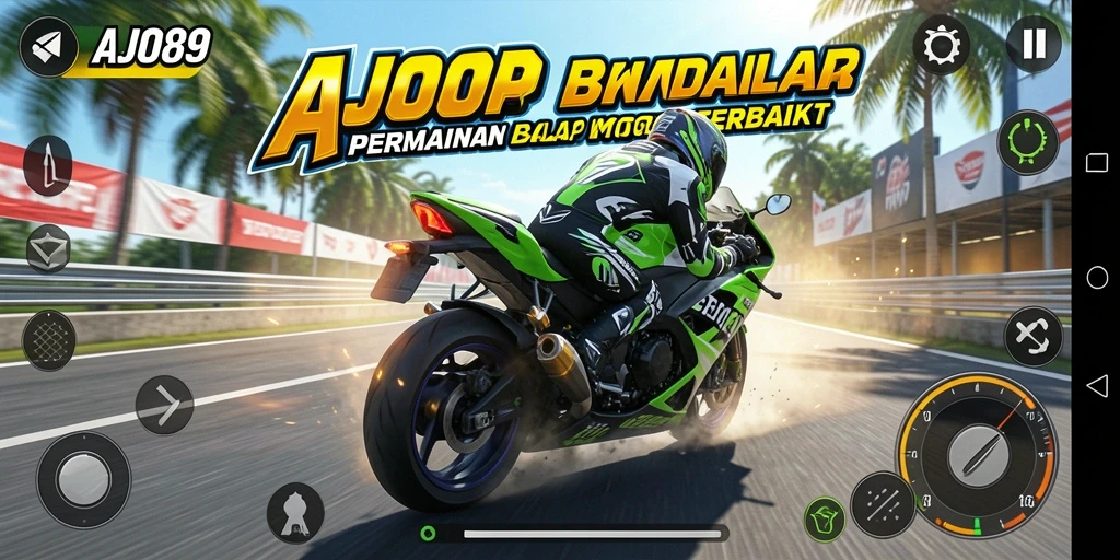 Tampilan gameplay AJO89 yang mendebarkan dan penuh aksi balap motor.