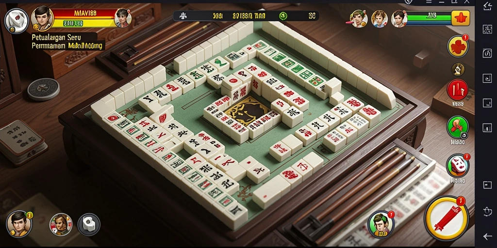Screenshot gameplay AMAVI88 yang menarik dengan desain Mahjong yang indah.