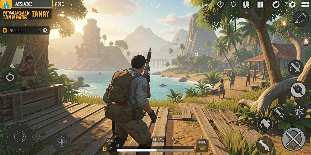 Tangkapan layar gameplay ASIA303 yang menunjukkan petualangan di dunia terbuka.