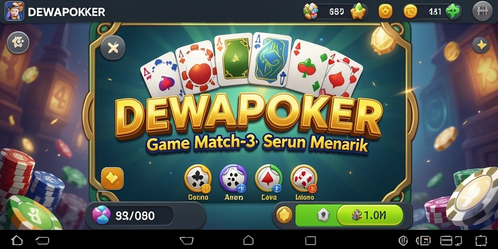 Gameplay DEWAPOKER yang seru dalam tantangan Match-3.