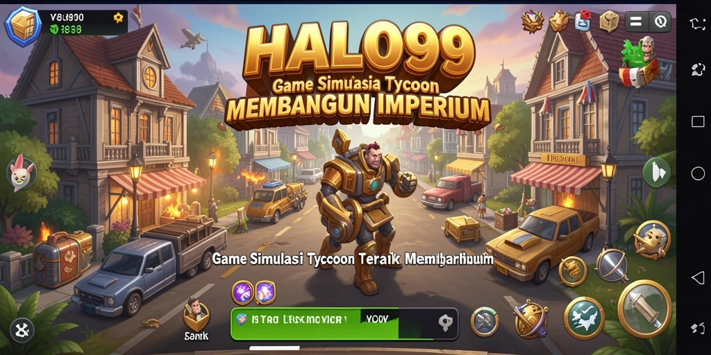 Tampilan gameplay HALO99 yang penuh strategi bisnis Tycoon.