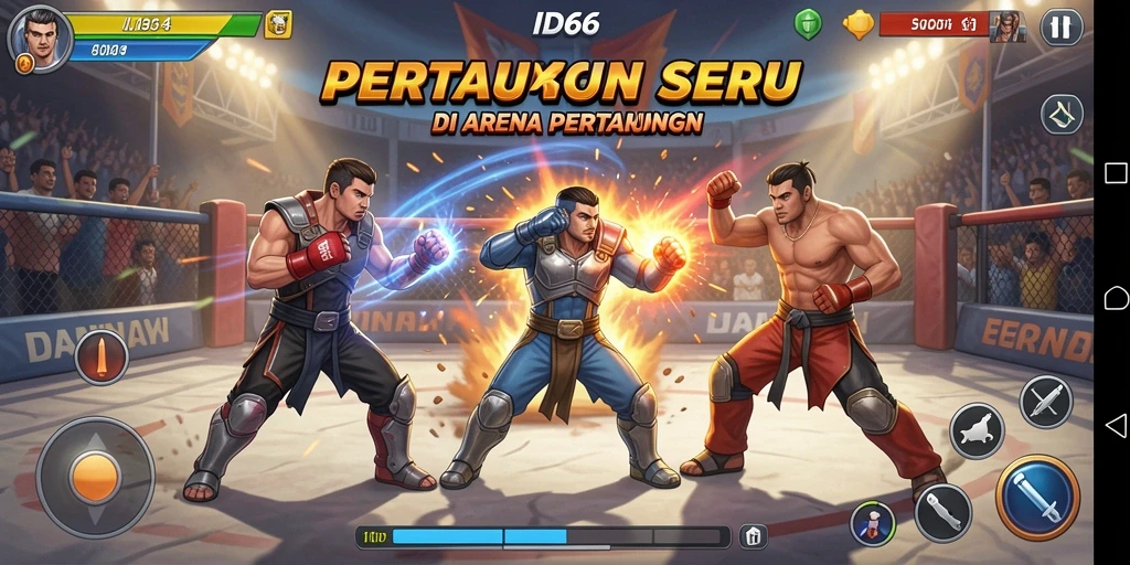 Screenshot gameplay ID66 menampilkan aksi pertarungan yang mendebarkan.