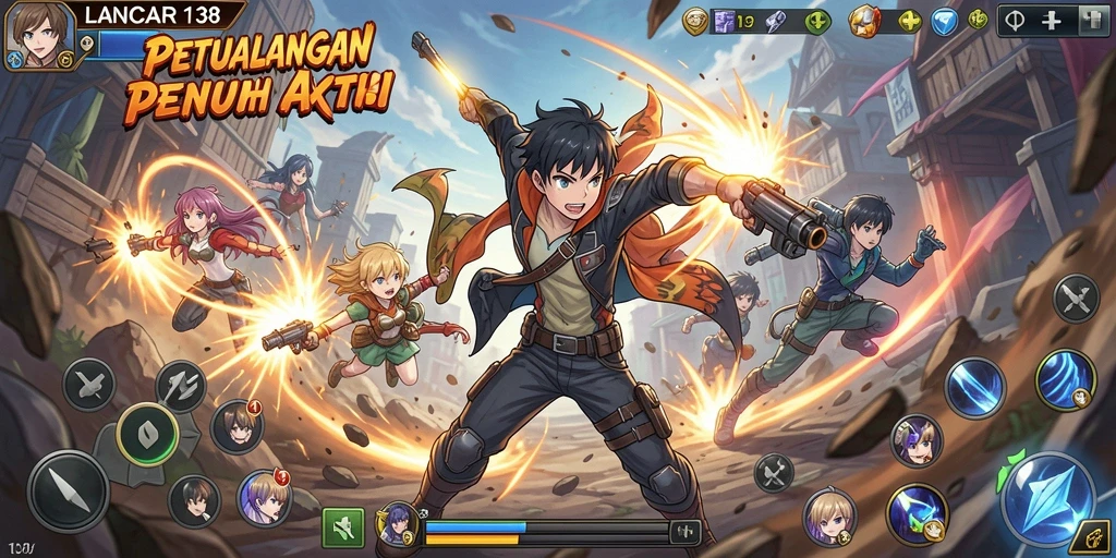 Screenshot LANCAR138 menampilkan aksi pertarungan karakter Anime yang epik.