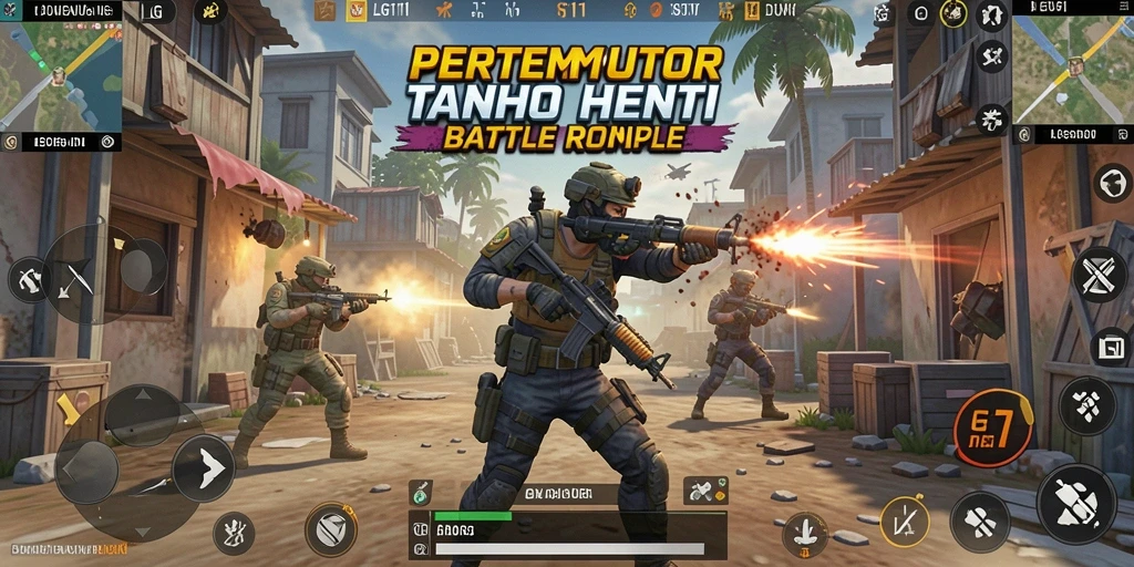 Tangkapan layar utama LG111 menunjukkan aksi seru gameplay Battle Royale.
