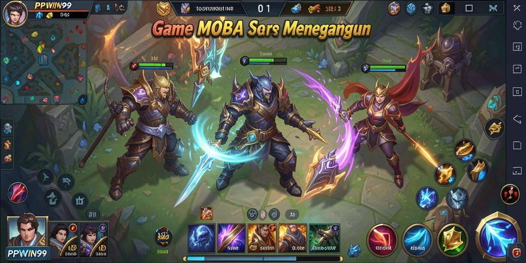 Gameplay seru PPWIN99 dengan pertarungan intens di arena MOBA.