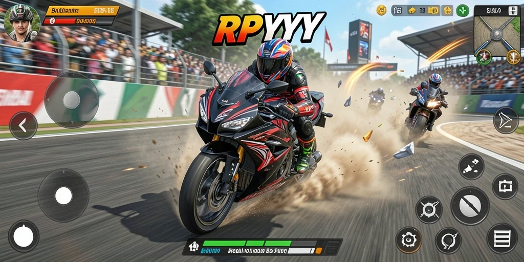 Tampilan seru gameplay balapan motor di RPYYY.