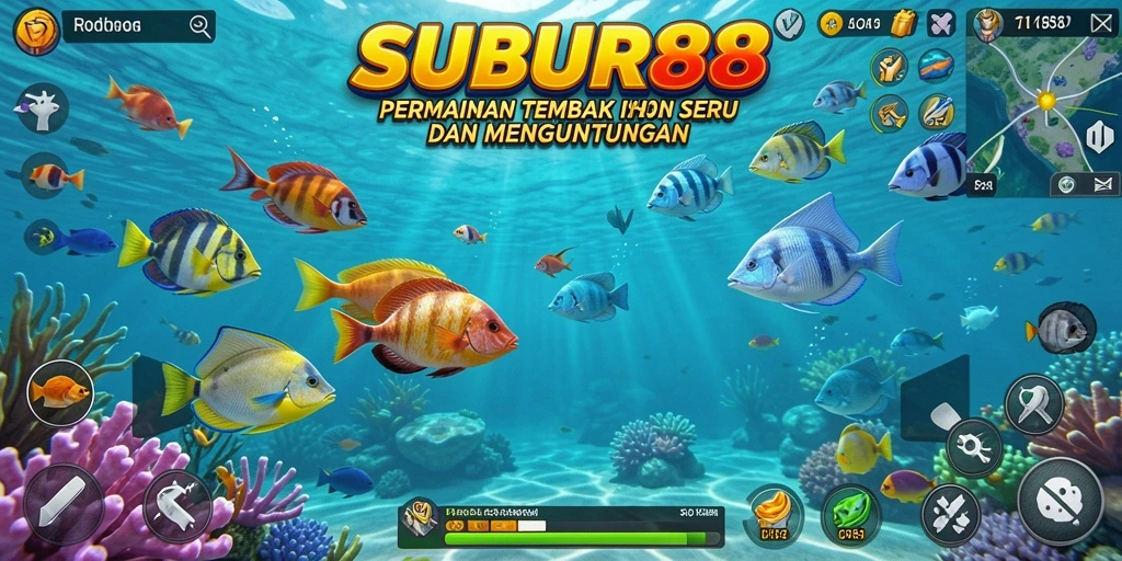 Tampilan gameplay SUBUR88 dengan aksi menembak ikan yang mendebarkan.
