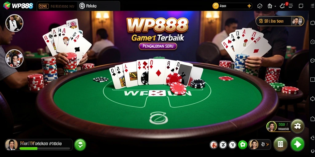 Tampilan gameplay seru dari aplikasi WP888 untuk poker.
